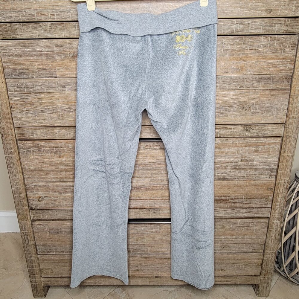 Vintage Victoria's Secret PINK Fold Over Flair Yoga Pants Gray Velour Small Y2K